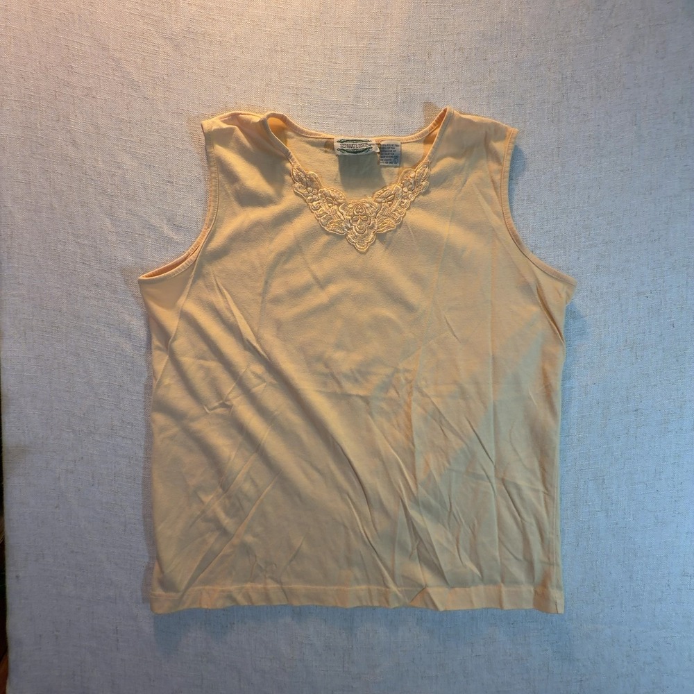 Separate Issue Tank Top Peach Floral Embroidered Women's Size Large